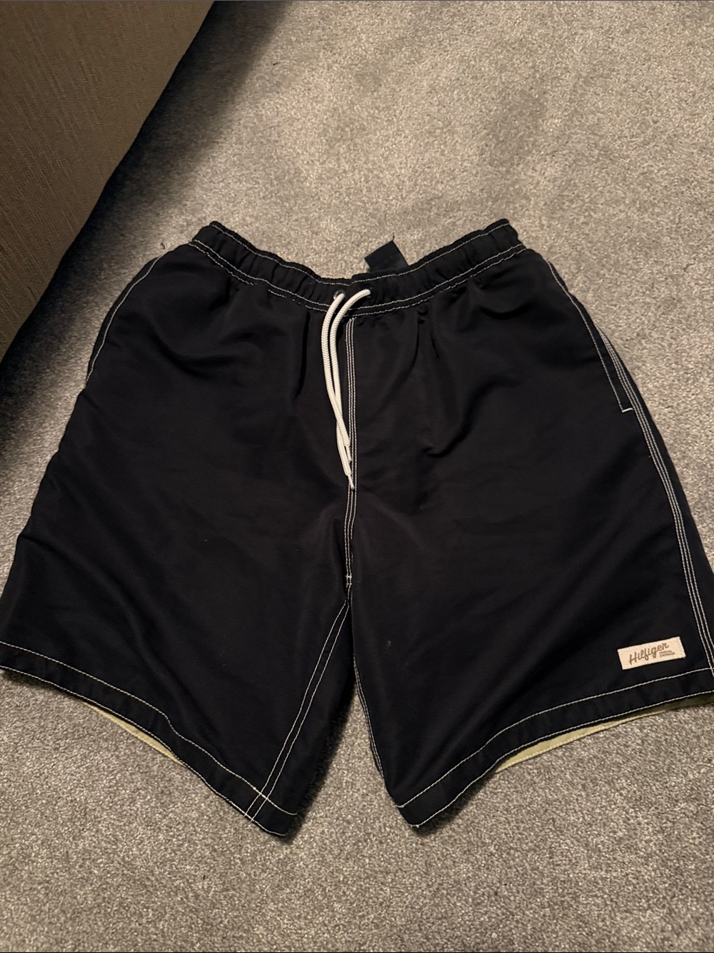 Tommy Hilfiger Black Swim Board Shorts with White Drawcord